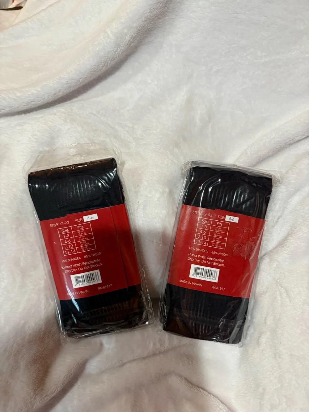 Girls' Black Ribbed Opaque Tights 2 pack Bundle size 4-6